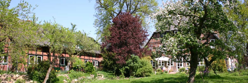 Blick auf den Garten und das Tagungshaus